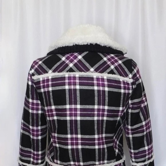 HARLEY-DAVIDSON Purple Black Plaid Fleece Sherpa Lined Coat Moto Motorcycle S - Picture 10 of 13